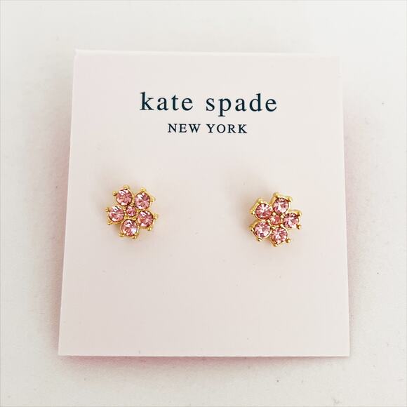 KATE SPADE Something Sparkly Rose Gold tone Flower Cubic Zirconia Stud Earrings - Picture 7 of 8
